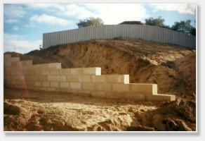 Earthworks & limestone block retaining walls