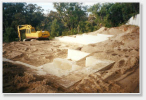 Earthworks & limestone block retaining walls