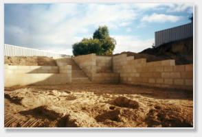 Earthworks & limestone block retaining walls